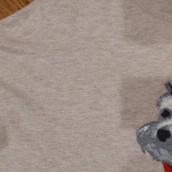 J JILL dog sweater print red sand neutral crewneck pulvr cotton longsleeve comfy - Picture 6 of 11